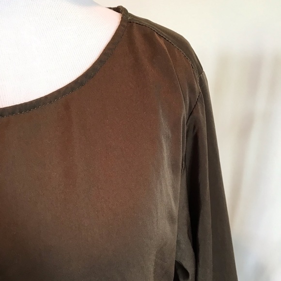 Zara Basic Brown Banded Blouson Top w/Pocket Small - Picture 3 of 5